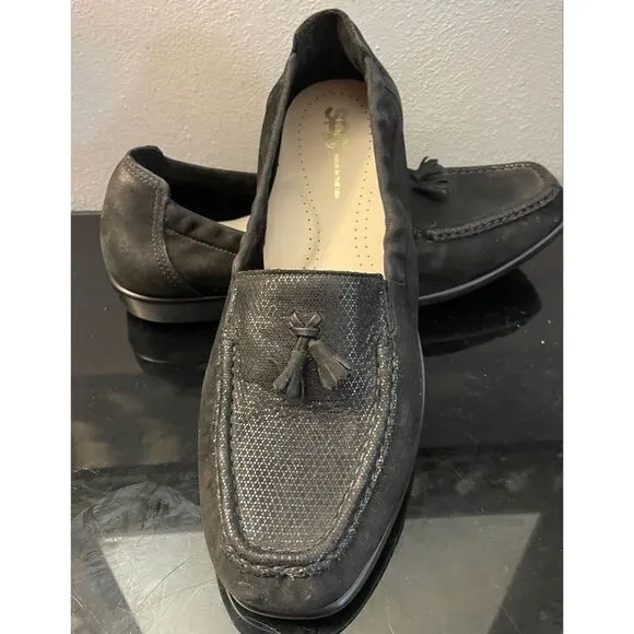 SAS Hope Black Tassel Loafers Women’s Shoes Suede Size 9.5 Medium New