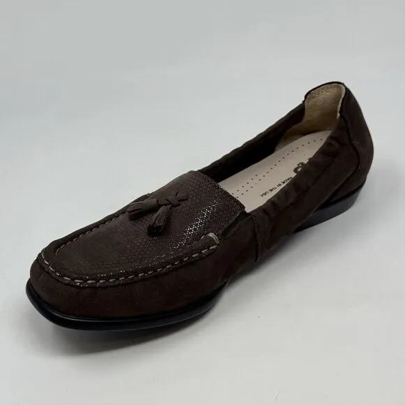 SAS Hope Loafers Womens 7 M Brown Suede Slip On Elastic Sides Tassels Casual