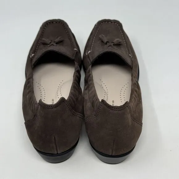 SAS Hope Loafers Womens 7 M Brown Suede Slip On Elastic Sides Tassels Casual