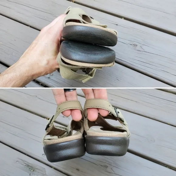 Sas Huggies Truffle Cream Wedge Strappy Comfort Vacation Beach Sandals 8.5