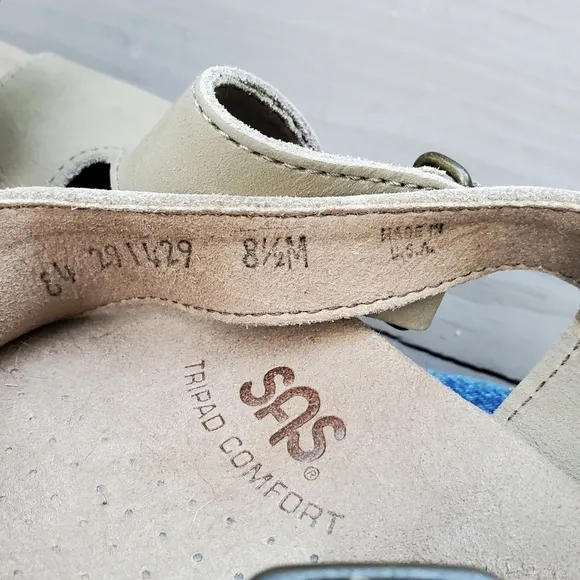 Sas Huggies Truffle Cream Wedge Strappy Comfort Vacation Beach Sandals 8.5