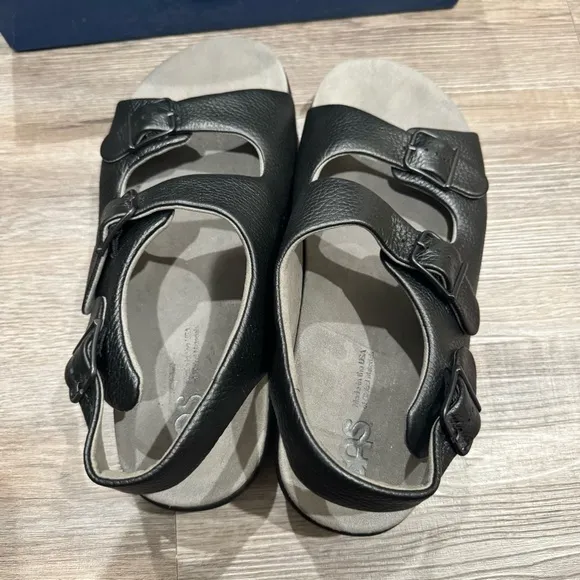 SAS Relaxed Black Comfort Leather Sandals