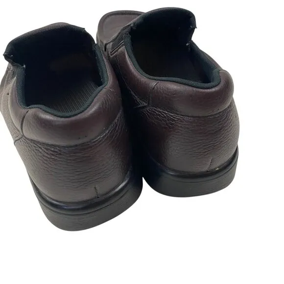 SAS Side Gore Shoes Men's 7WW Wide Pebbled Leather Slip On Moc Toe Loafers