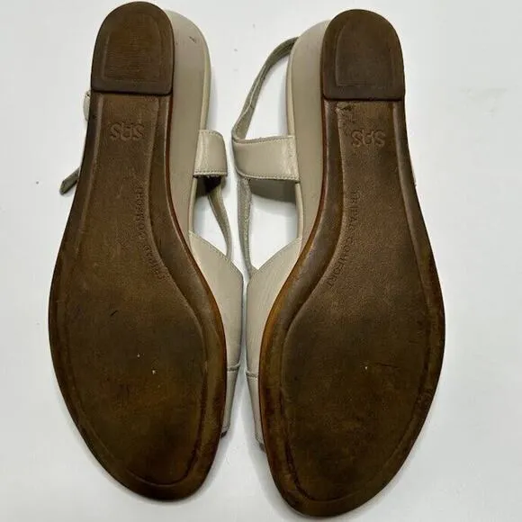 SAS Tripad Comfort Beige Tan Cream Heels Slingback Sandals Size 8.5 N Narrow