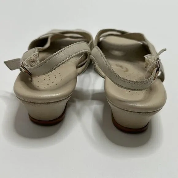 SAS Tripad Comfort Beige Tan Cream Heels Slingback Sandals Size 8.5 N Narrow