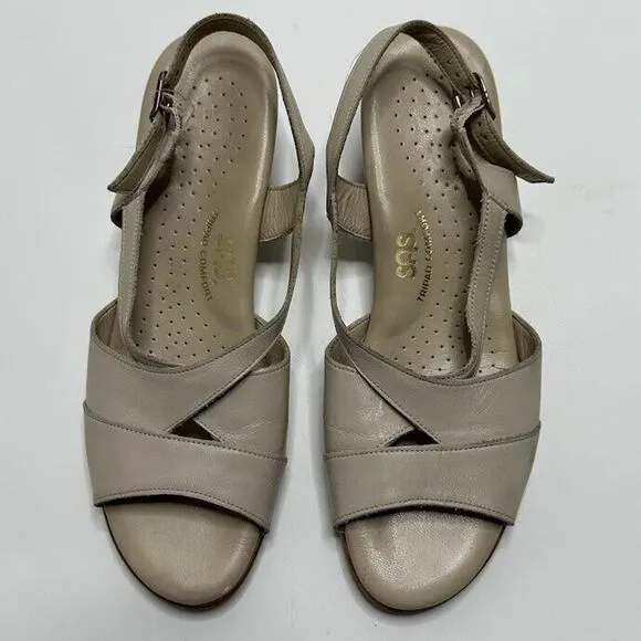SAS Tripad Comfort Beige Tan Cream Heels Slingback Sandals Size 8.5 N Narrow