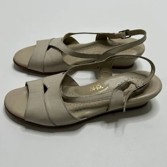 SAS Tripad Comfort Beige Tan Cream Heels Slingback Sandals Size 8.5 N Narrow