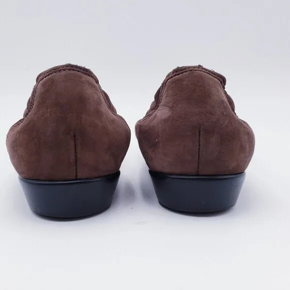SAS Womens 9.5 Hope Brown Turf Slip On Comfort Loafers Leather Tassel Square Toe