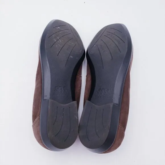 SAS Womens 9.5 Hope Brown Turf Slip On Comfort Loafers Leather Tassel Square Toe