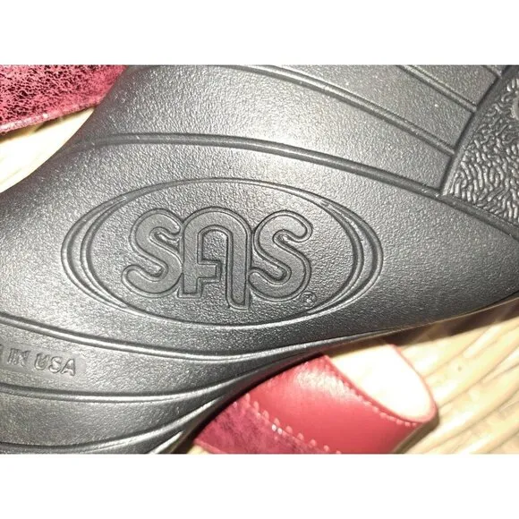 SAS Women's 9W Nudu Slide Ruby Leather Sandals Hook &amp; Loop Closure