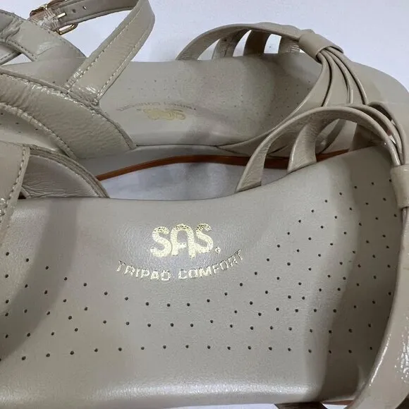 SAS Women's Tripad Comfort Beige Patent Leather Strappy Sandals Size 8 S M151841