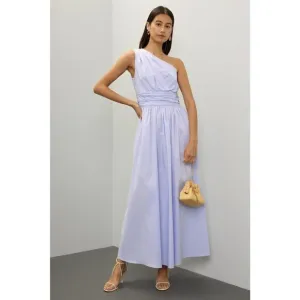 SAUNDERS Light Purple One Shoulder Sleeveless Poplin Maxi Dress Size 10