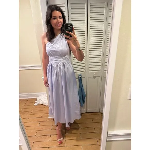 SAUNDERS Light Purple One Shoulder Sleeveless Poplin Maxi Dress Size 10