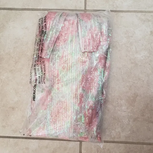 SAYLOR Faena dress sequin sparkly midi length floral formal prom large NWT