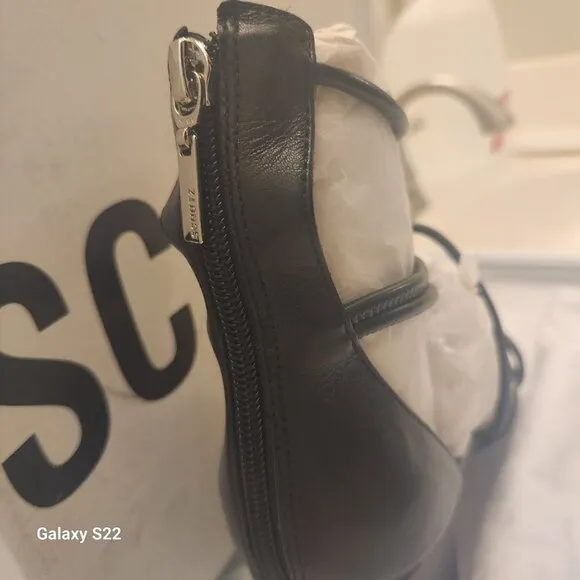 Schutz &quot;Shayla&quot; Black Leather Heeled Sandals. NIB. Size 8