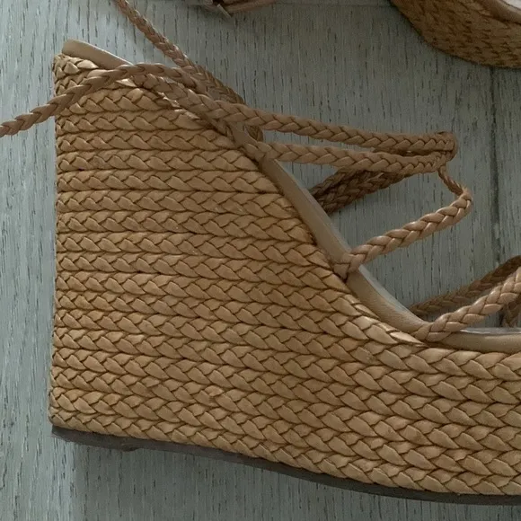 Schutz Flassie strappy platform wedge sandals espadrille woven leather
