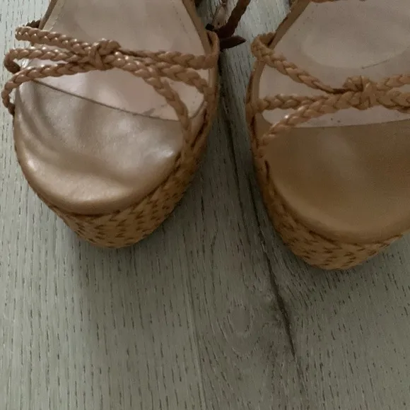 Schutz Flassie strappy platform wedge sandals espadrille woven leather