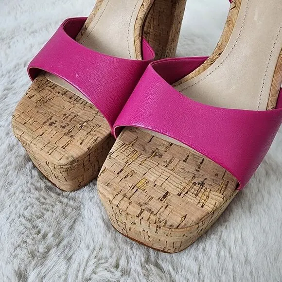Schutz Glayce Leather Cork Platform Sandals