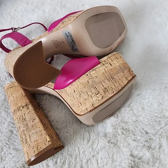 Schutz Glayce Leather Cork Platform Sandals