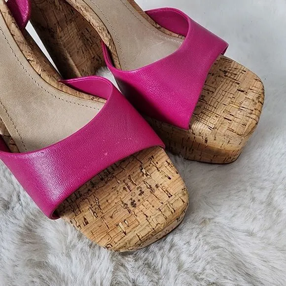 Schutz Glayce Leather Cork Platform Sandals