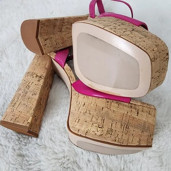 Schutz Glayce Leather Cork Platform Sandals