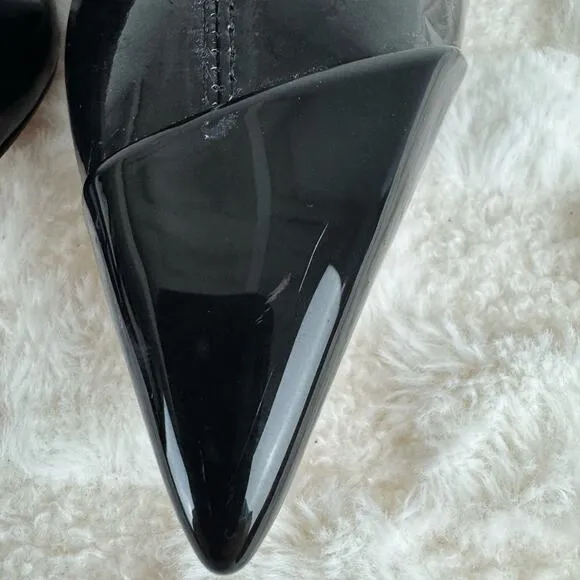 SCHUTZ LUH PATENT LEATHER STRETCH MID CALF BOOTS IN BLACK NEW WOMEN'S SIZE 8B