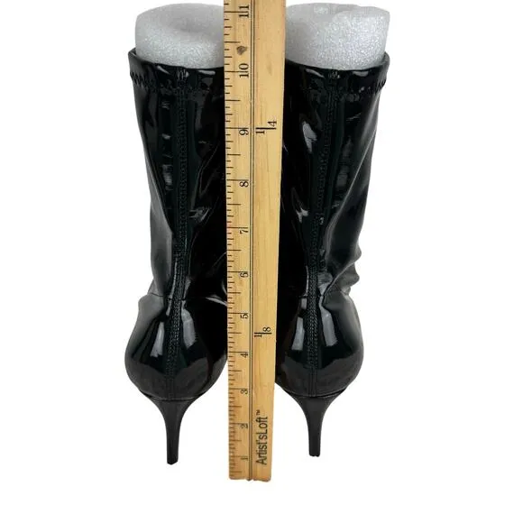 SCHUTZ LUH PATENT LEATHER STRETCH MID CALF BOOTS IN BLACK NEW WOMEN'S SIZE 8B