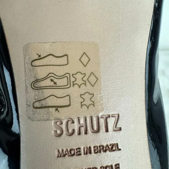 SCHUTZ LUH PATENT LEATHER STRETCH MID CALF BOOTS IN BLACK NEW WOMEN'S SIZE 8B