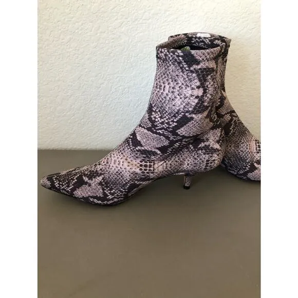 Schutz Python Snake Print  Knit Fabric Kitten Heel Sock Booties - 5B
