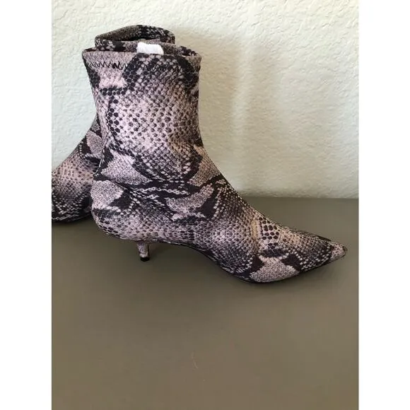 Schutz Python Snake Print  Knit Fabric Kitten Heel Sock Booties - 5B