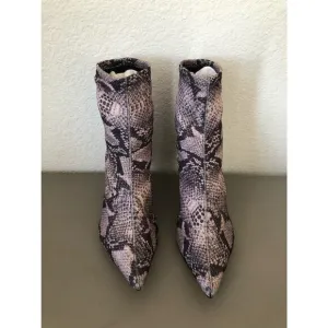 Schutz Python Snake Print  Knit Fabric Kitten Heel Sock Booties - 5B