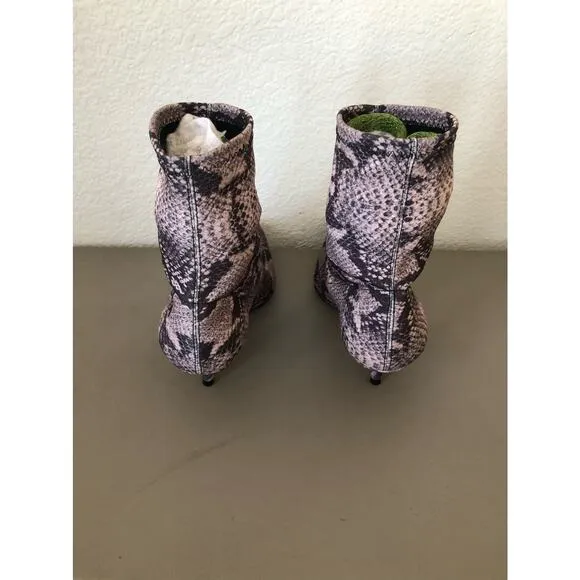 Schutz Python Snake Print  Knit Fabric Kitten Heel Sock Booties - 5B