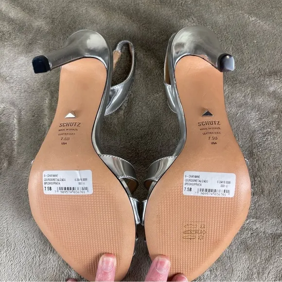 Schutz Silver Chayanne Strappy Sandals Size 7.5
