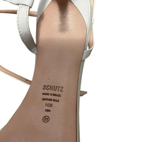 Schutz Tersa Sandals Strappy White Square Toe Size 10 NEW