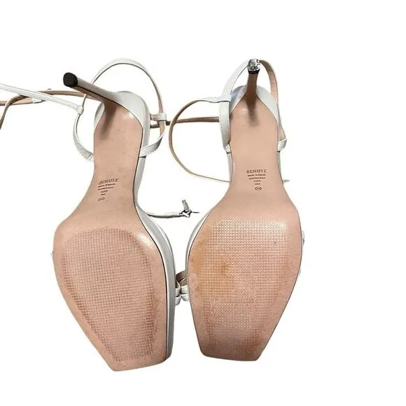 Schutz Tersa Sandals Strappy White Square Toe Size 10 NEW