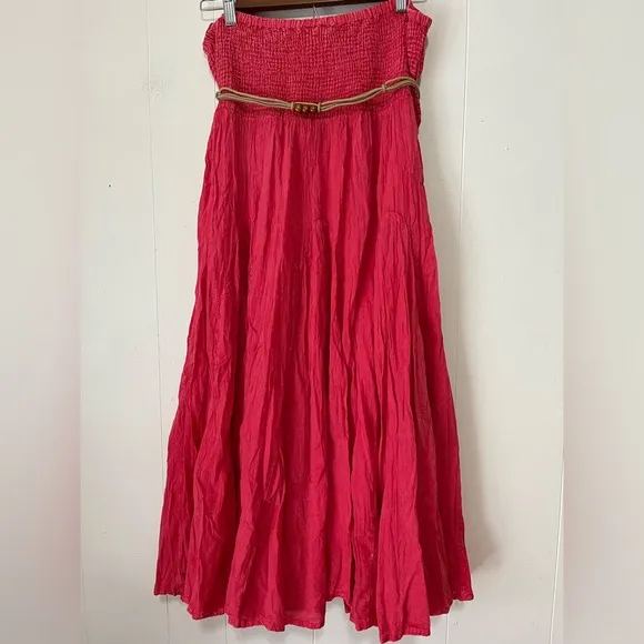 Scully Catina 100% Cotton Southern Maxi Skirt Red Large