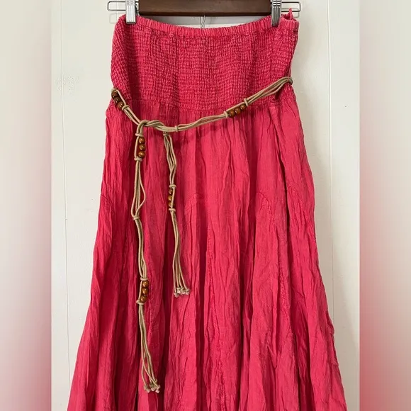 Scully Catina 100% Cotton Southern Maxi Skirt Red Large