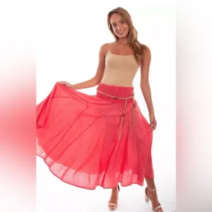 Scully Catina 100% Cotton Southern Maxi Skirt Red Large