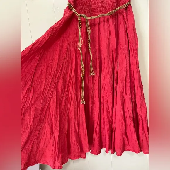 Scully Catina 100% Cotton Southern Maxi Skirt Red Large