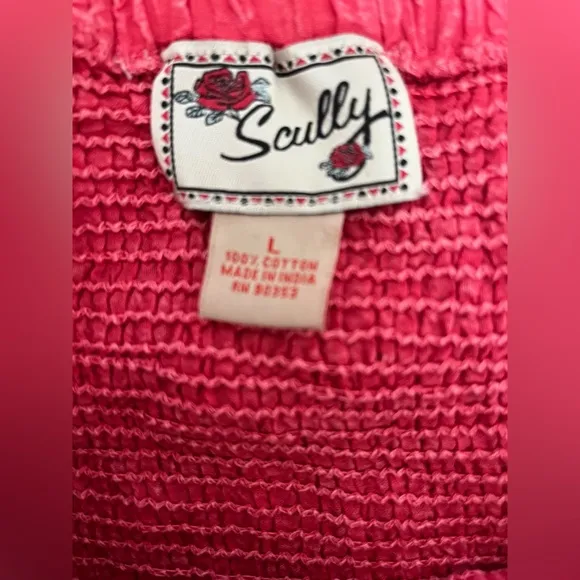 Scully Catina 100% Cotton Southern Maxi Skirt Red Large