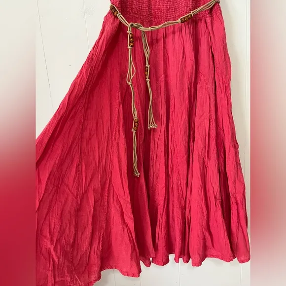 Scully Catina 100% Cotton Southern Maxi Skirt Red Large