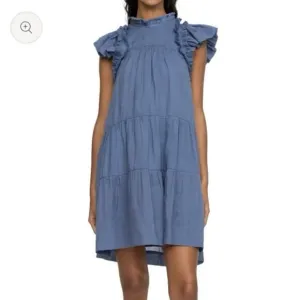 Sea New York dress XXS tiered cottagecore puff sleeve summer babydoll blue