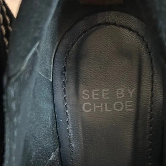 See by Chloe Black Suede heeled loafers