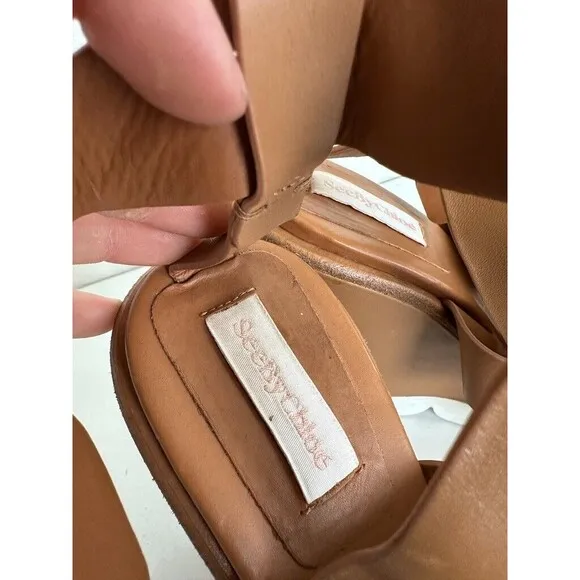 SeebyChloe Chloe Strappy Wedge Sandals Cognac Brown Buckle Women's EU 38.5 US 8