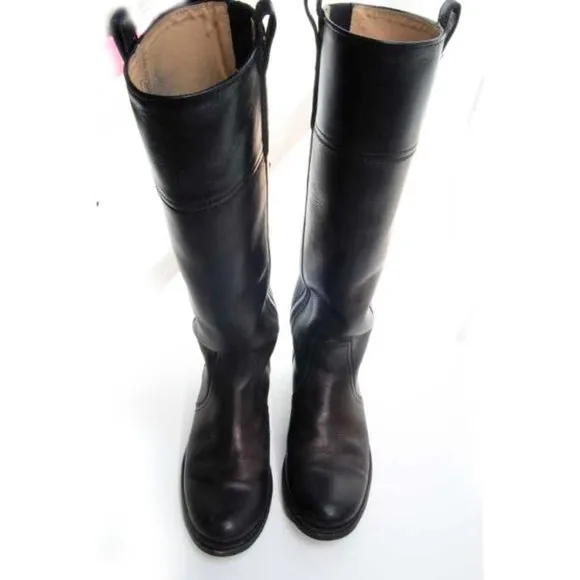 SENDRA english riding boots pull on leather black womens sz 6.5