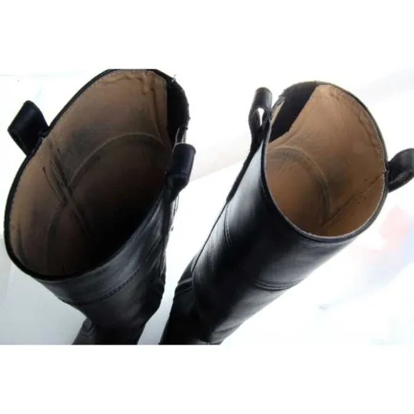 SENDRA english riding boots pull on leather black womens sz 6.5