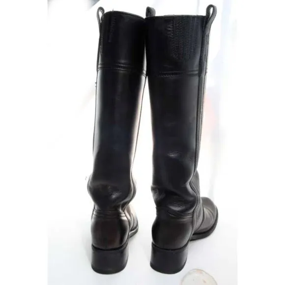 SENDRA english riding boots pull on leather black womens sz 6.5