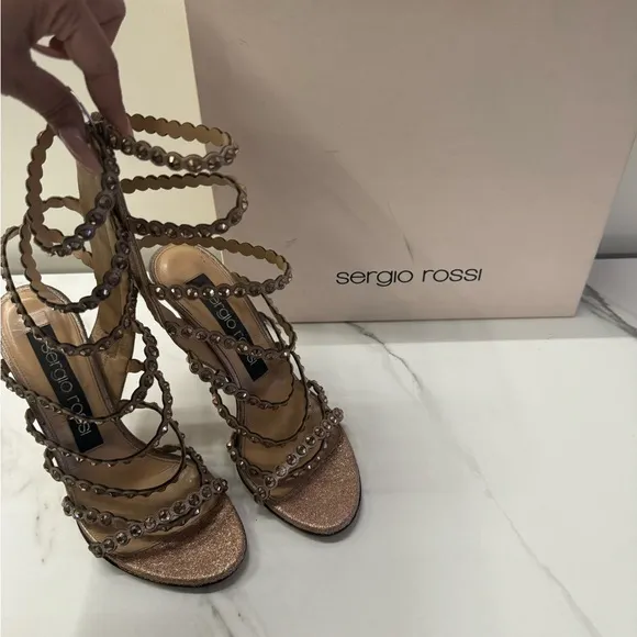 Sergio Rossi Women's Strappy Sandals - Gold