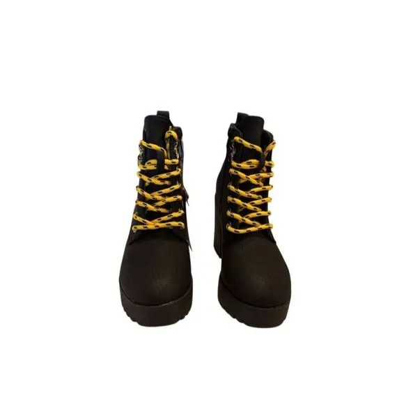 Seven7 Women's Black Combat Ankle Boots Lug Sole Chunky Heel Platform Size 9