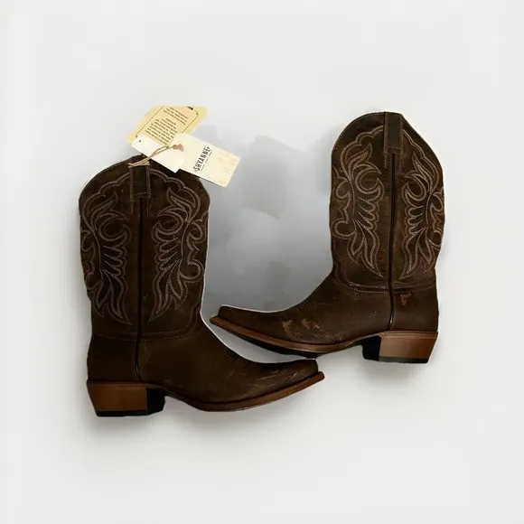Shyanne Mad Dog Bone Western Boot Brown Womens Size 7.5 B New